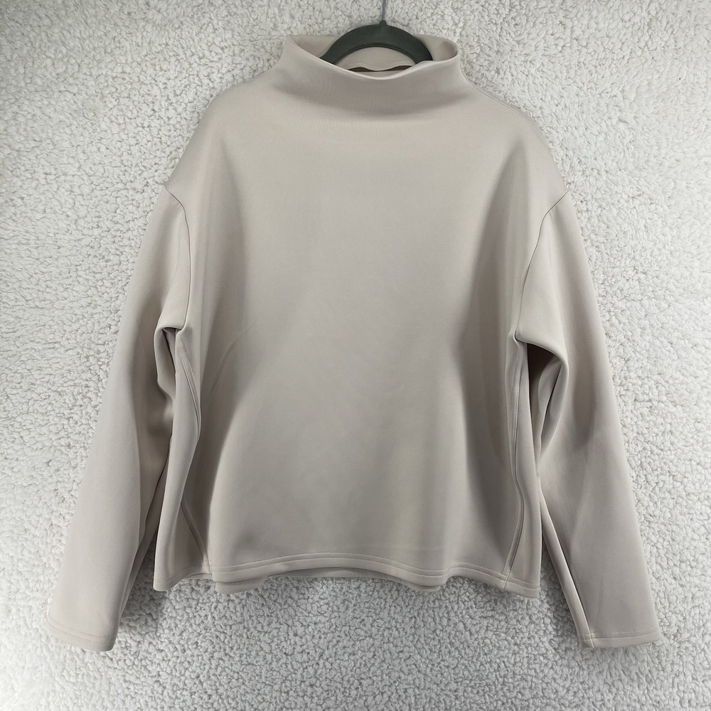 Aday Mock Neck Pullover Sweatshirt Women's Size Medium Sand